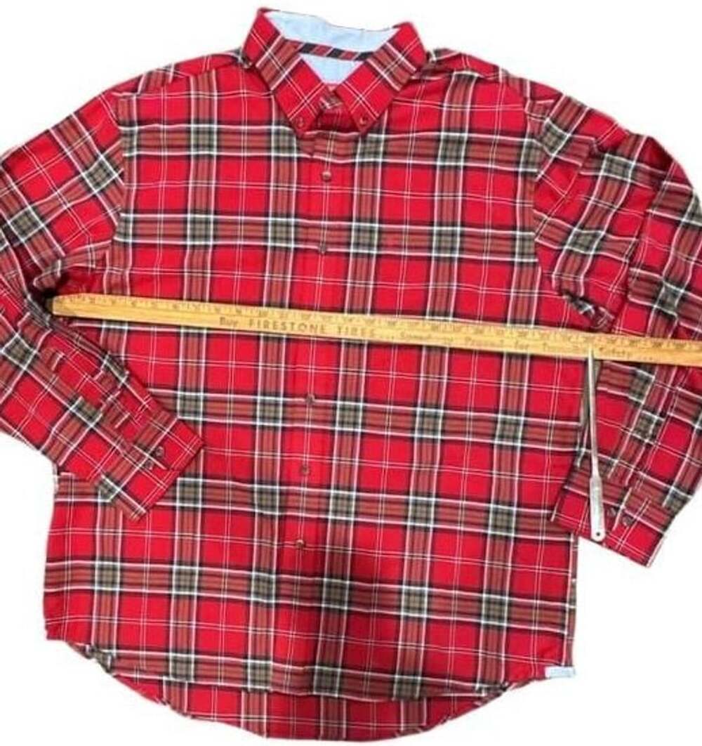 Izod Flannel Shirt Size XL Red Plaid Button Up Long Sleeve NWOT